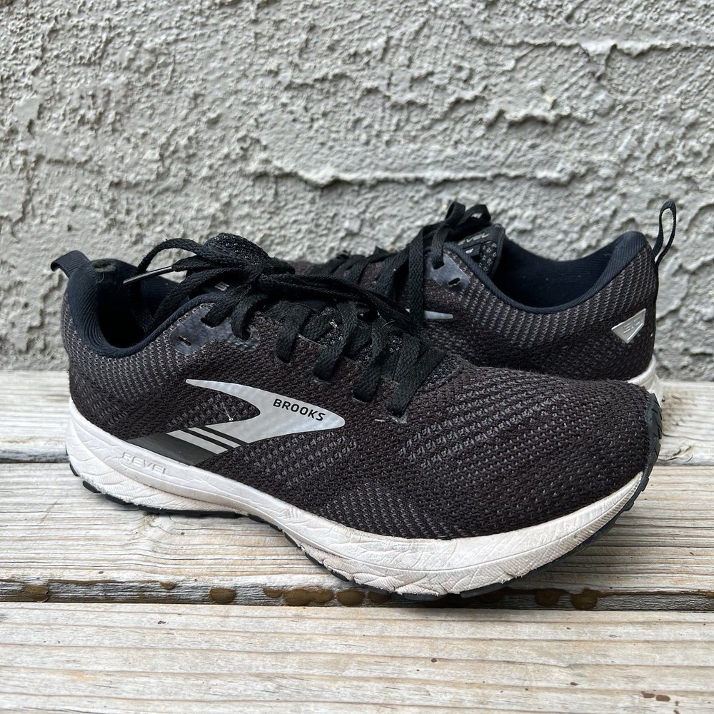 Brooks Shoes Women Size 8.5 Revel 4 Running Black White Athletic Walking